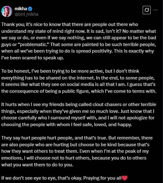 Screengrab from Mikha Lim X account