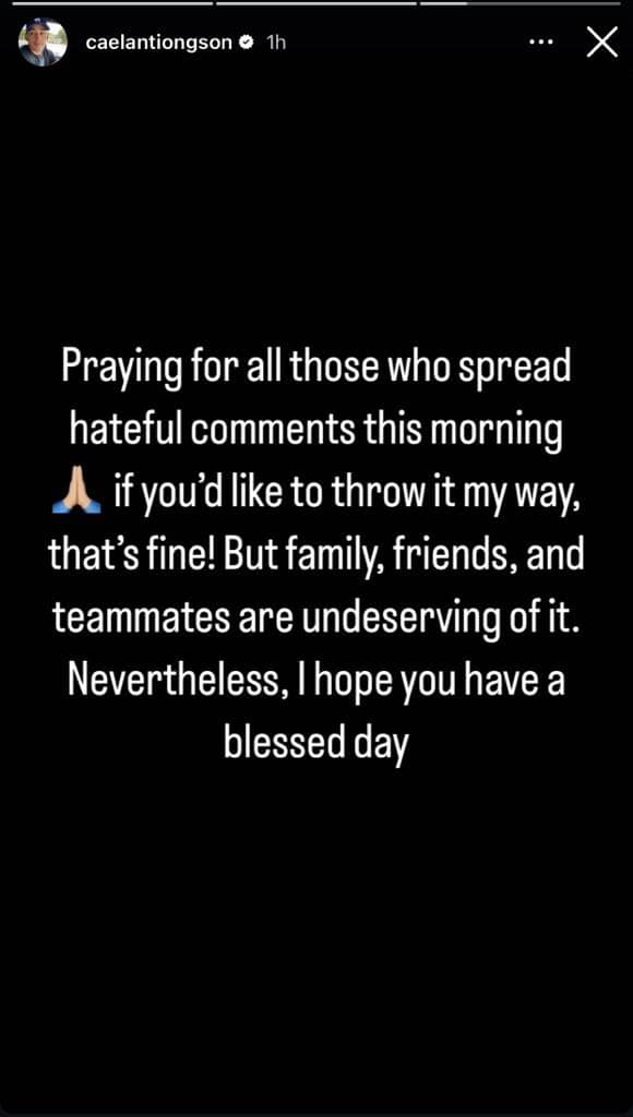 Caelan Tiongson Instagram story