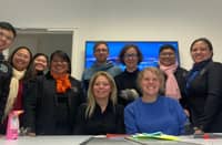 The UST team including assistant dean Mojica (fourth from left) with Dr. Kirsten Schraeyen (seated, left), Dr. Dorien Vandenborre (standing, sixth from left), Dr. Nele De Witte (seated, right), and Dr. Tom Van Daele (standing, fifth from left)