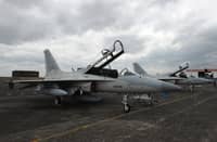 South Korean-made FA-50 multirole light fighter aircraft with tail numbers 002 (left) and 001 (right) for the Philippine Air Force are parked on the tarmac shortly after arriving at Clark Air Base in Angeles City, Pampanga. Rescuers found the wreckage of the missing FA-50 fighter jet and the bodies of its two crew members in a mountainous region of the country’s south.