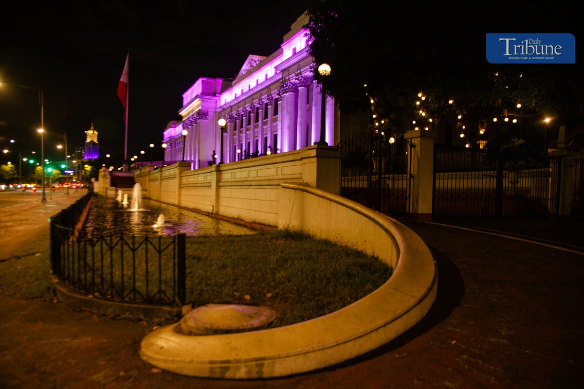 The iconic building of the National Museum of Fine Arts turns purple as it joins the nation in celebrating International Women's Day on 8 March. Toto Lozano