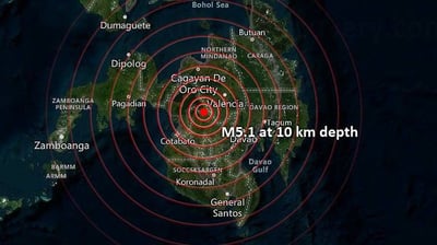 Magnitude 5.1 quake strikes Lanao town