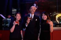 GSMI’s Vera Bautista, Paolo Abrera and Ranzel Poblete toast with Rosso 12 cocktails at the Ferrari 12Cilindri launch. Shown are: (from left) Vera Bautista, GSMI New Product Development manager; Paolo Abrera, gin enthusiast and host, and Ranzel Poblete, GSMI New Product Development assistant.