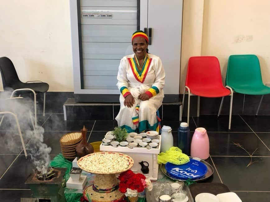 An Ethiopian coffee ceremony.