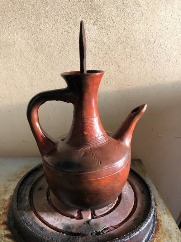Jebana — a traditional Ethiopian 
coffee pot.