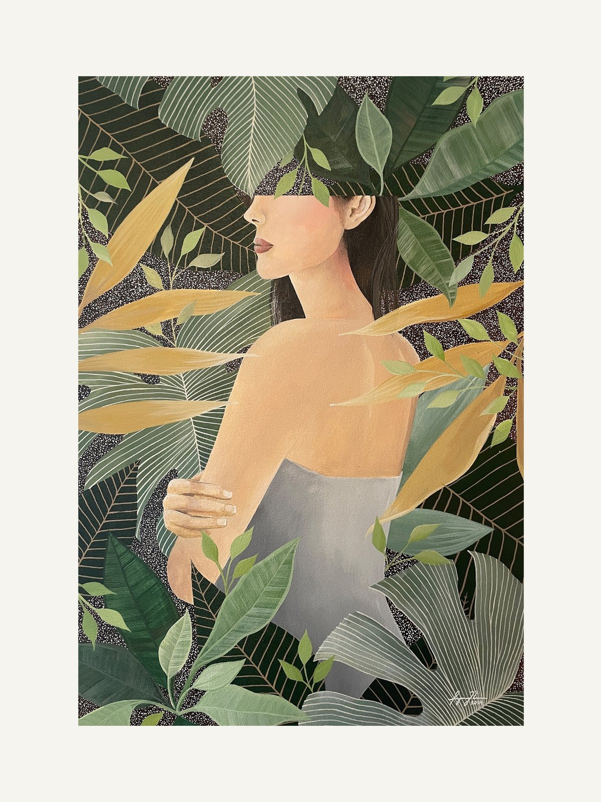 ‘Am I The Same Girl 2,’ acrylic and ink on canvas, 30" X 40," 2024.