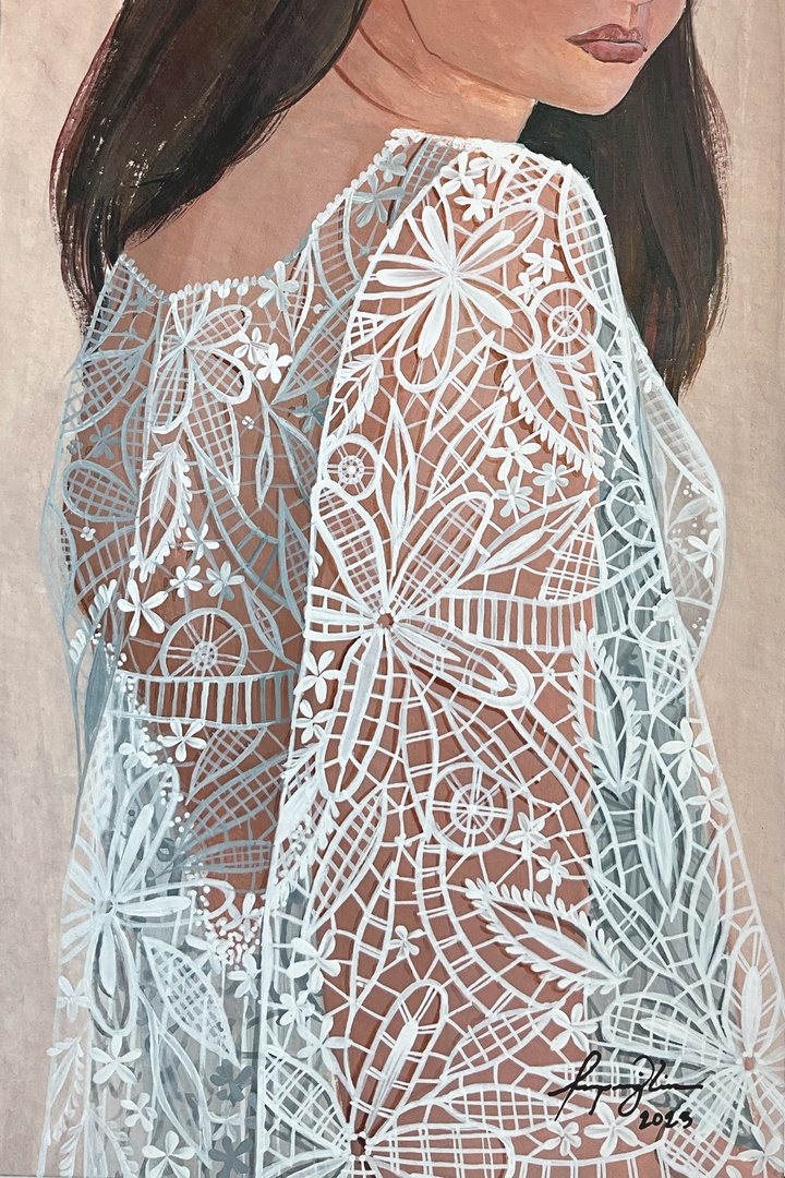 ‘LACE Study 22,’ acrylic and ink on paper, 6" X 9," 2023.