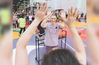 Women's National Basketball Association star Sabrina Ionescu enjoys the warm Filipino hospitality during her visit at the Courtyard in Bonifacio Global City in Taguig City.