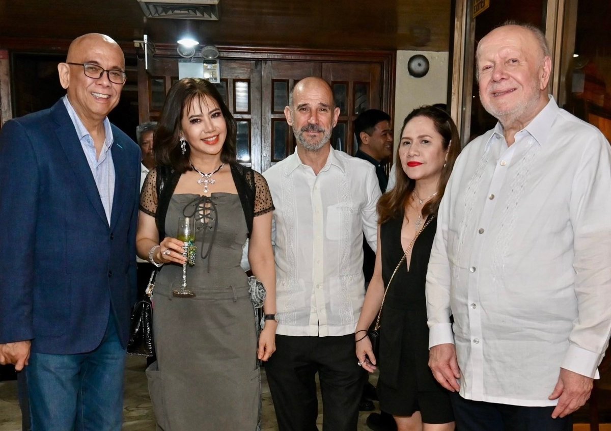Roberto 'Bobby' Alvarez, the columnist, Spanish Ambassador Miguel Utray, Jia Estrella and Philippine Ambassador to Spain Philippe Lhuillier.