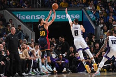 COLD-BLOODED GUNNER: Curry nails 4,000 career treys, leads Warriors past Kings