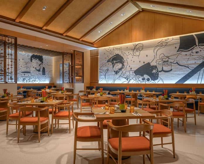 Lucky Noodles which offers Asian comfort food features art on its walls.
