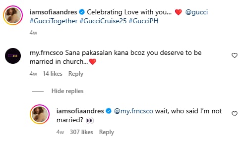 Screengrab from Sofia Andres Instagram