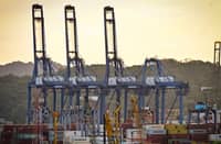 The Port of Balboa, formerly managed by CK Hutchison Holdings, based in Hong Kong, located at the entrance to the Panama Canal in Panama City, on March 12, 2025.