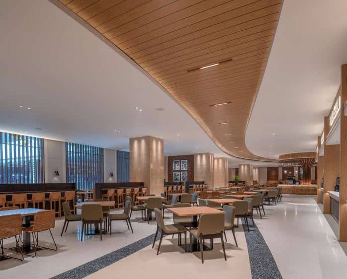 Exciting food stations offer a marvelous selection of quick-serve international fare at the Food Court where dining in a spacious layout is comfortable.