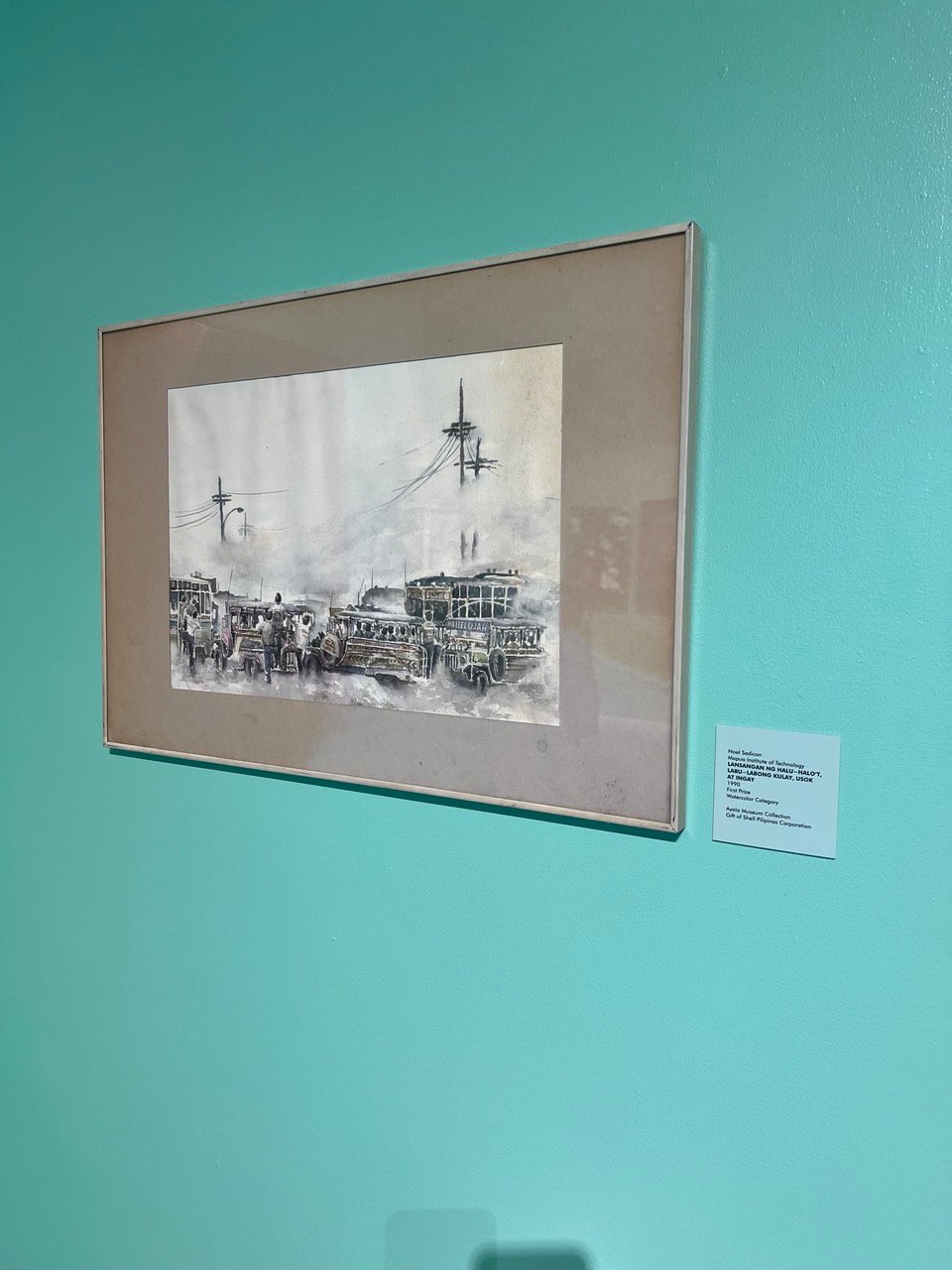 Noel Sadicon, Mapua Institute of Technology. Lansangan Ng Halu - Halot, Labu - Labong Kulay, Usok At Ingay, 1990. First Prize: Watercolor Category.