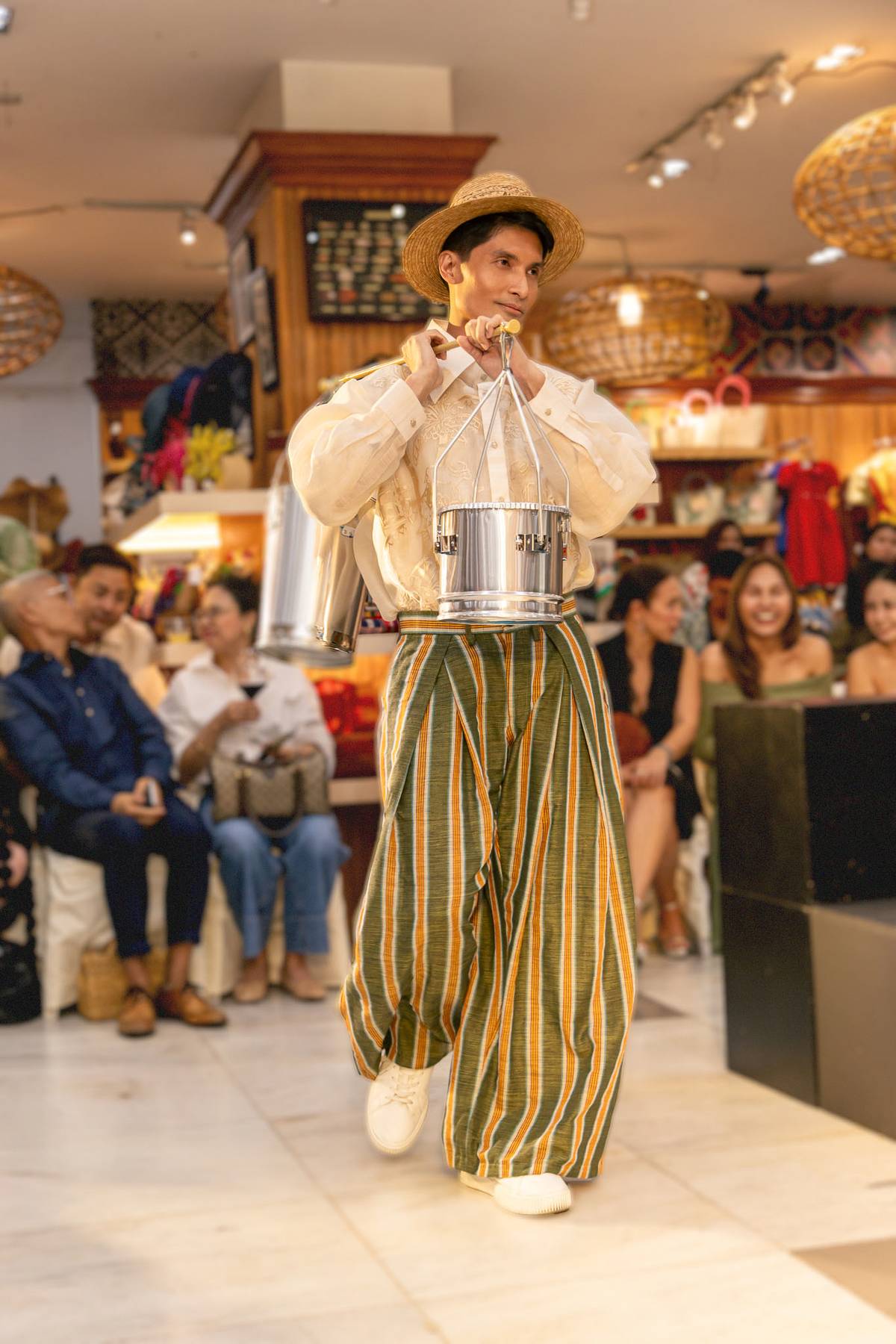 Katrine’s trousers paired with oversized barong.