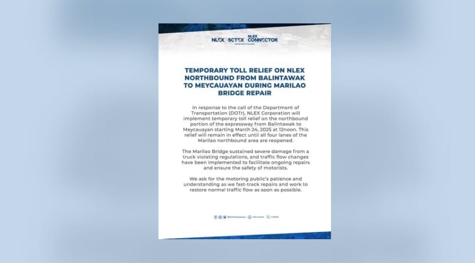 NLEX offers toll relief amid Marilao Bridge repair