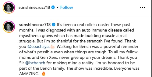Screengrab from Sunshine Cruz Instagram