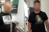 The two Romanian nationals, Stan Serban Cirpin and Daniel Tuco, after their arrest on 22 March in El Nido. The two were caught installing a skimming device on an ATM in the tourist town of El Nido.