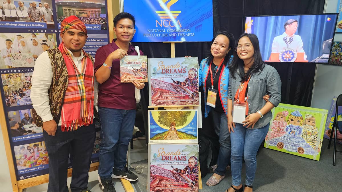Authors and illustrators of a children’s book on the life of celebrated Tboli textile weaver Lang Dulay.