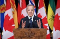 Canada's Prime Minister Mark Carney speaks during a press conference after the First Ministers Meeting in Ottawa, Canada on March 21, 2025.