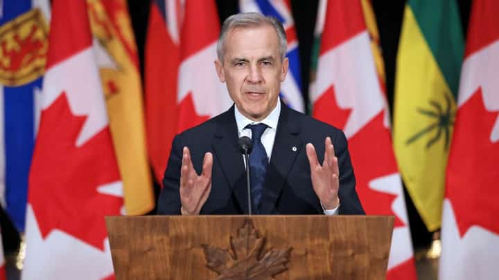 Canada's Prime Minister Mark Carney speaks during a press conference after the First Ministers Meeting in Ottawa, Canada on March 21, 2025.