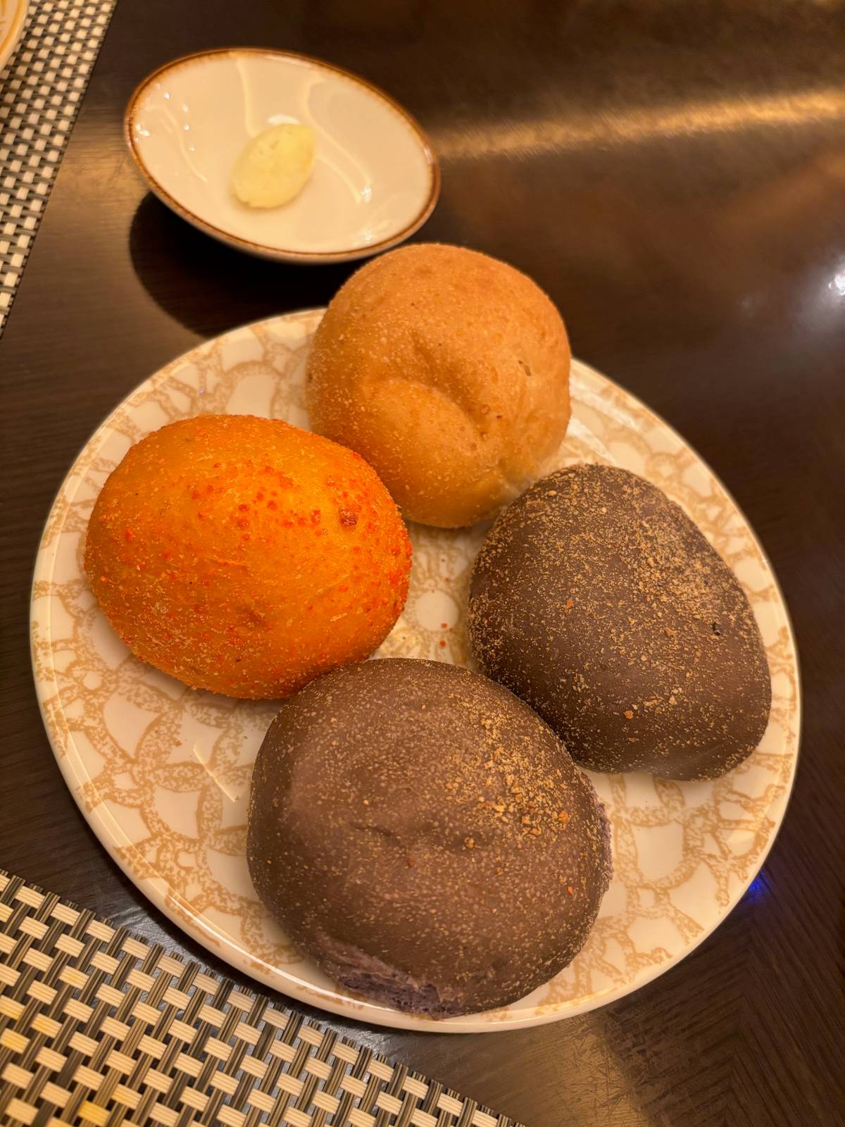 ube cheese and plain pandesal.