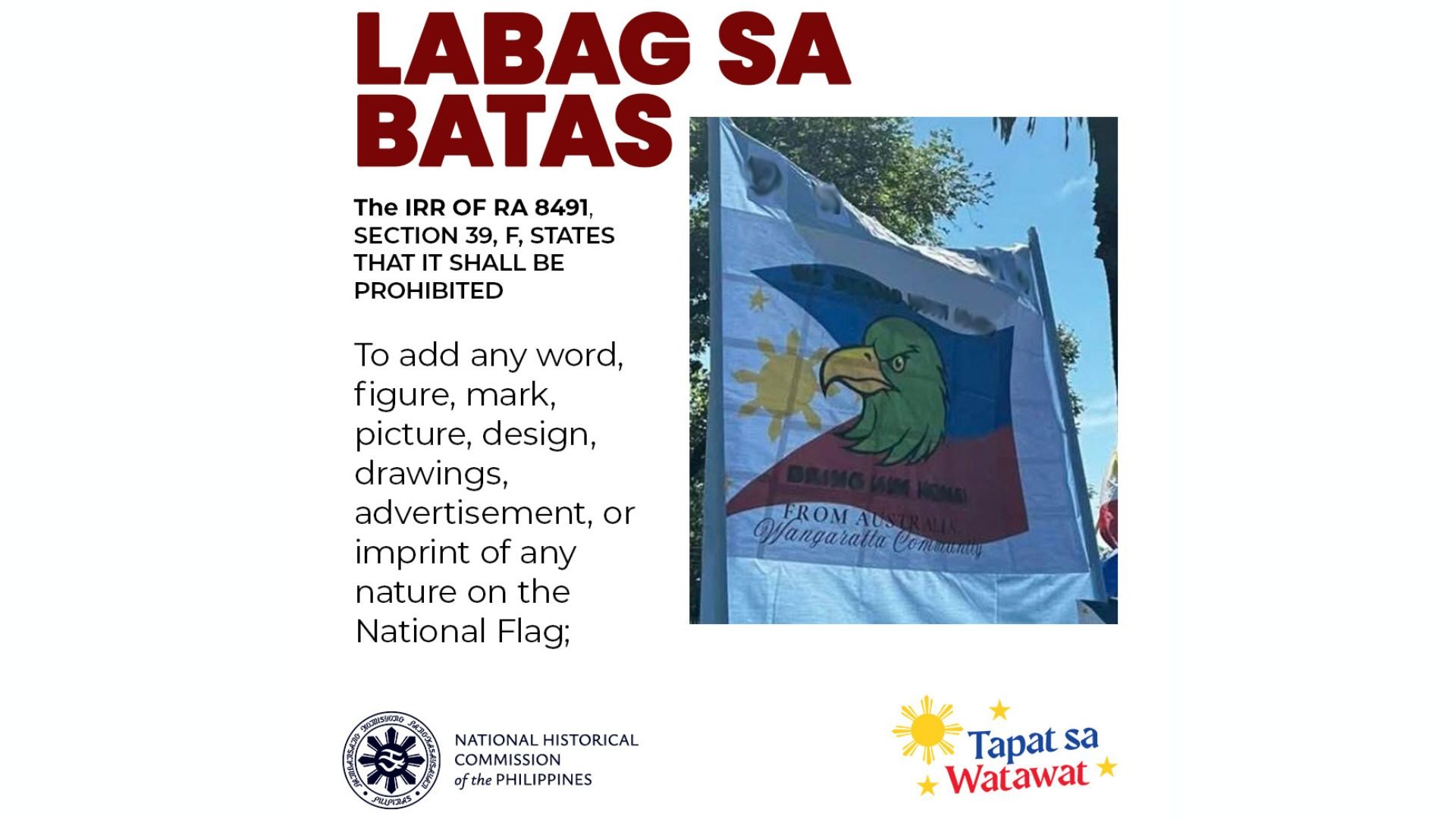 NHCP reminds public to respect Phl flag