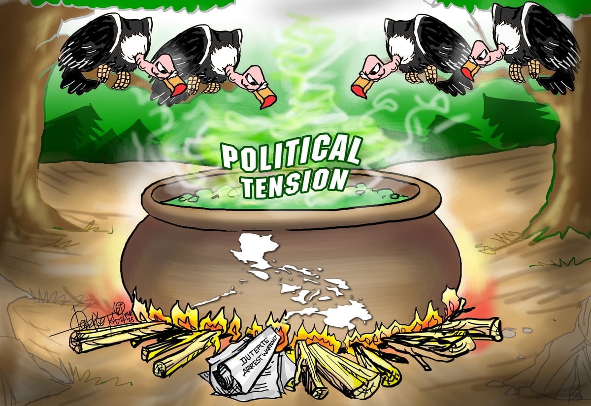 Vultures hover