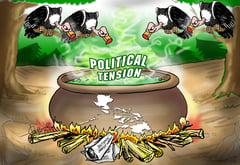 Vultures hover