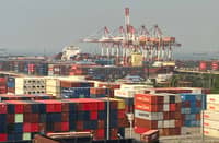Cargo piles up at the Manila International Container Port in Port Area, Manila.