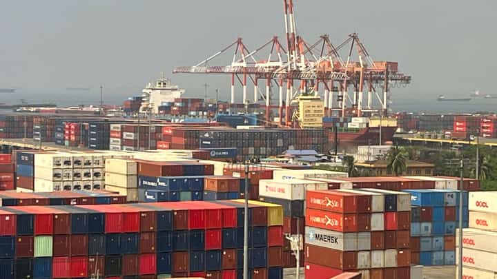 Cargo piles up at the Manila International Container Port in Port Area, Manila.