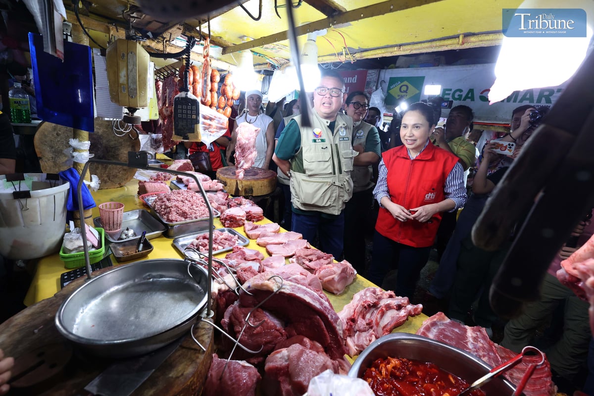 Agriculture Secretary Francisco Tiu Laurel and Trade and Industry Secretary Maria Cristina Roque visit Mega Q-Mart to monitor market prices, ensure compliance with the Maximum Selling Retail Price (MSRP) for rice and pork, and check prices of other basic necessities and prime commodities.