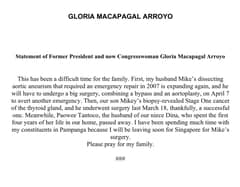 Arroyo asks for prayers for husband, son Mikey