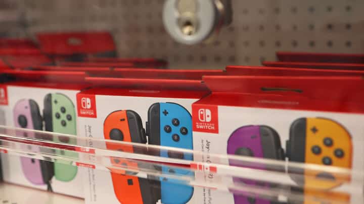 NEW YORK, NEW YORK - APRIL 02: Nintendo Switch remotes are seen at a Target store on 02 April 2025 in the Flatbush neighborhood of the Brooklyn borough in New York City. Target stores continue to see a decline in sales for the eighth consecutive week, extending a streak that began after the company announced it would end its diversity, equity, and inclusion (DEI) program in late January. The company, also like Costco and Walmart, is putting pressure on its Chinese suppliers to absorb some of the costs of U.S tariffs. U.S. President Donald Trump is expected to make an announcement for another round of new tariffs on most imports to the United States, which the president has dubbed “Liberation Day.”