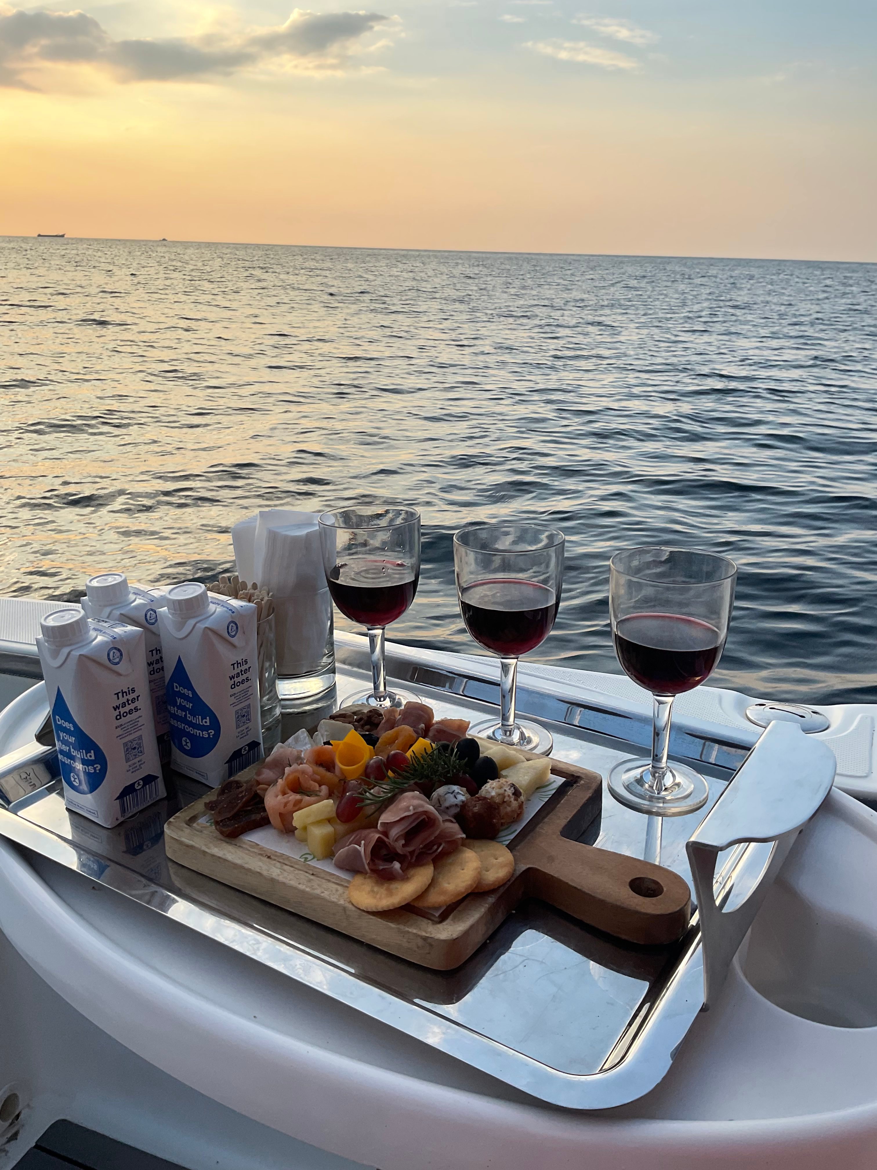 Wine with sunset view.