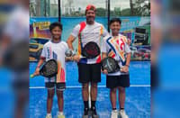 Nike and Gustav Zoleta are seen as the future of padel after ruling the 14U boys’ doubles event of the FIP Promises Manila tournament recently in Pasig City. Also show is their coach, Fredrik Lonnqvist.