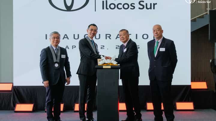 EXECUTIVES from Toyota Motor Philippines and Toyota Dagupan City Inc. mark the official opening of the new Toyota Ilocos Sur dealership in Candon City. Shown are: (from left) TMP executive vice president of Marketing Division Jose Maria Atienza, TMP president Masando Hashimoto, Toyota Dagupan Group chairman Juanito Ong Jr., and Toyota Dagupan Group president Rene So.