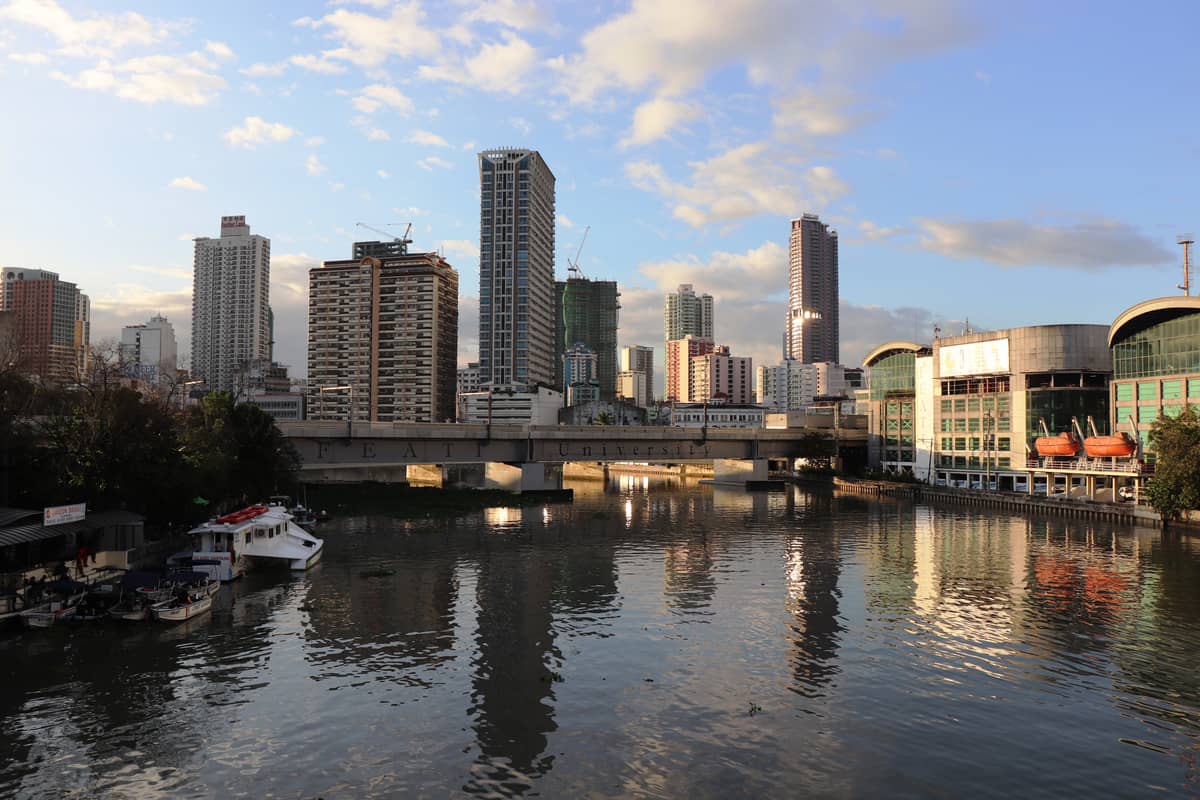 The Light Rail Transit passing over Pasig River in Quiapo, Manila.
