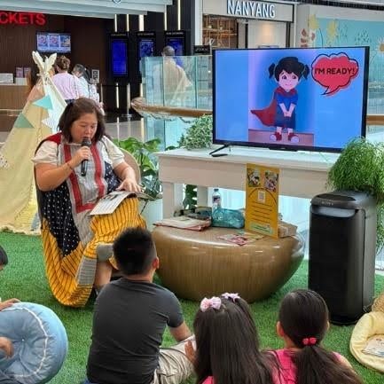 Author Bambi Rodriguez inspires young readers during a book reading session with IBBY Philippines at Book Nook SM Podium.