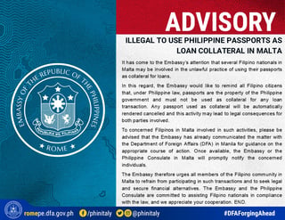 Malta OFWs warned against using passport as loan collateral
