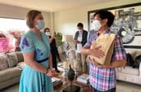 Then-presidential aspirant Bongbong Marcos received local delicacies from then-Davao City Mayor Sara Duterte after a meeting in Cebu City in November 2021, brokered by Senator Imee Marcos.