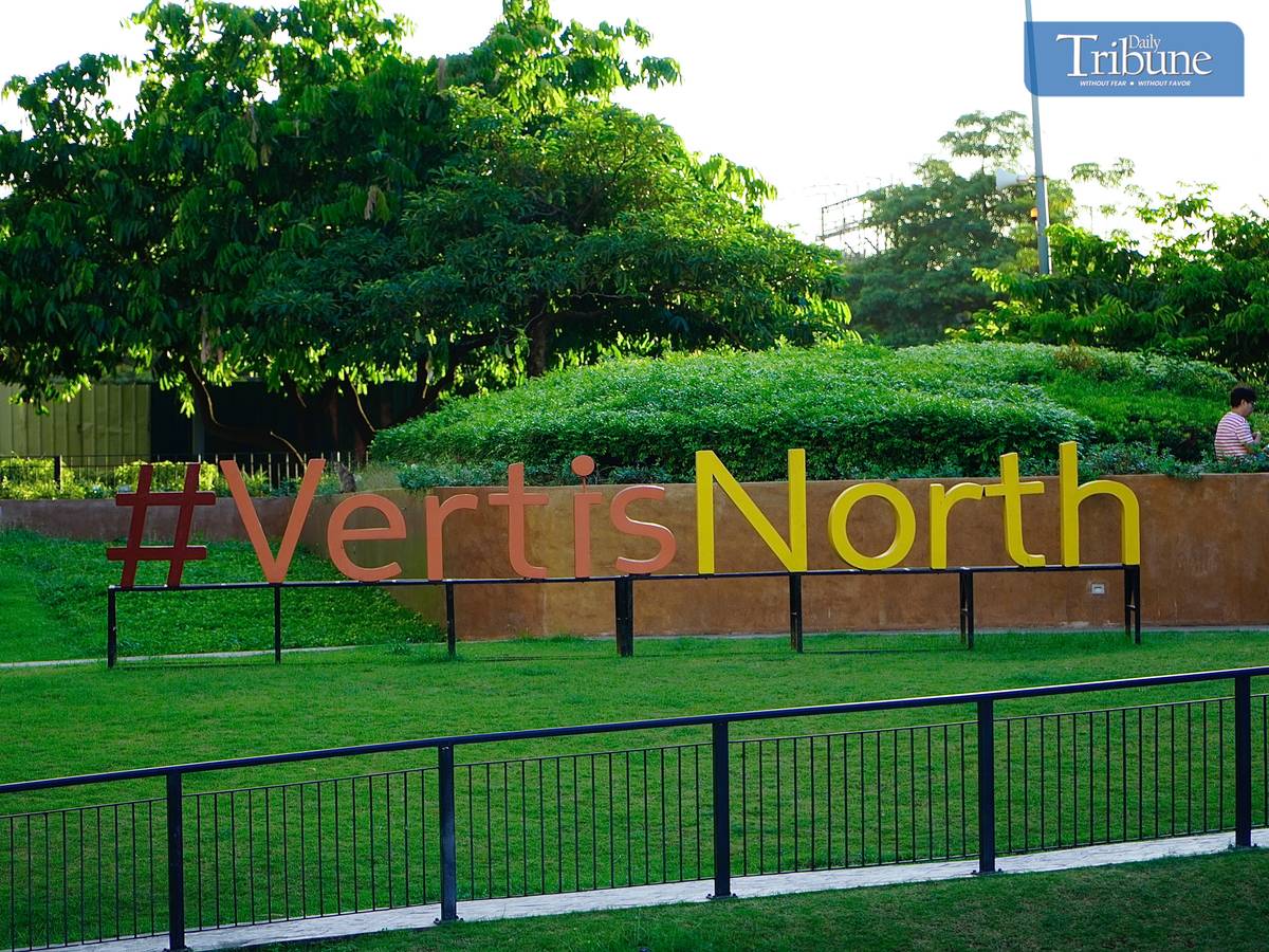 Vertis North Garden, a sprawling two-hectare green space that transforms with the seasons.