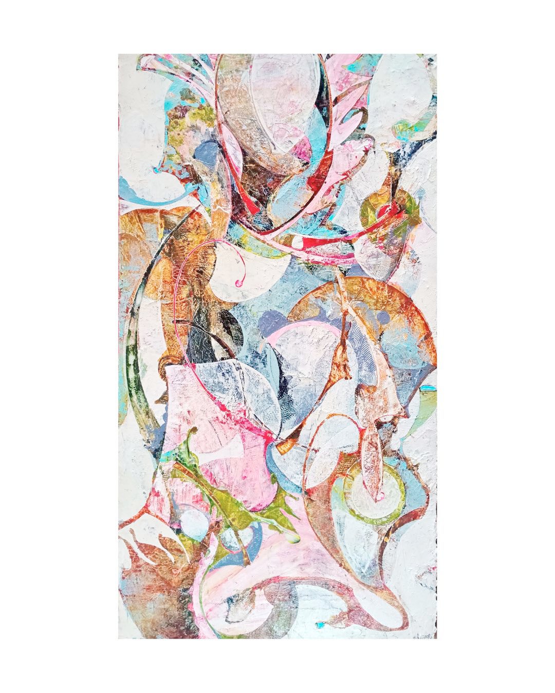 Floral Nebula (46 by 23 inches, acrylic on canvas, 2024).