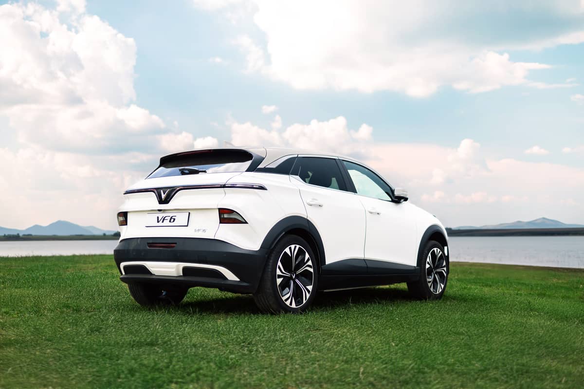 The sleek rear design of the VF 6 stands out as it blends style, function and all-electric freedom.