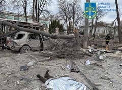Russian strike on city center in Ukraine's Sumy kills 21