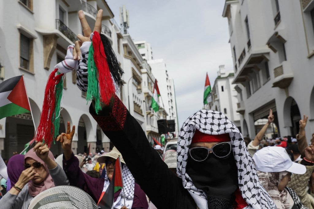 Moroccans demonstrate in support of Palestinians