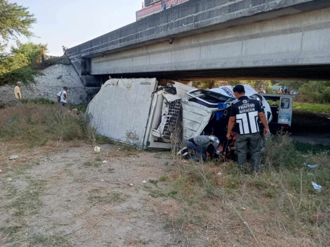 Two dead, one hurt as van falls off SCTEX bridge