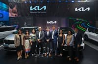 SHOWN are: (from right) Dino Obias, chief marketing officer of ACMobility; Sharyn Jacobsen, chief finance officer of ACMobility; Dana Uson, head of Strategy of ACMobility; Toti Zara, head of Retail & Distribution of ACMobility; Jaime Zobel de Ayala, CEO of ACMobility; Brian Buendia, chief operating officer of Kia Philippines, Carla Buencamino, head of Mobility Infrastructure of ACMobility; Ariane Nava, chief people officer of ACMobility; and Rizza Factor, chief information officer of ACMobility.