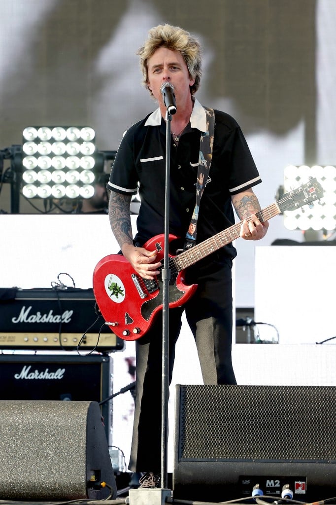 Billie Joe Armstrong performs with The Go-Go's at the Outdoor Theatre during the 2025 Coachella Valley Music and Arts Festival at Empire Polo Club on 11 April 2025 in Indio, California.